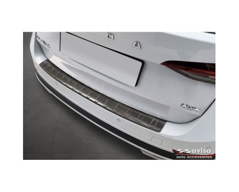 Black stainless steel rear bumper protector suitable for Skoda Octavia Scout (NX5) 2020 - 'Ribs'