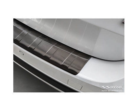 Black stainless steel rear bumper protector suitable for Skoda Octavia Scout (NX5) 2020 - 'Ribs', Image 3