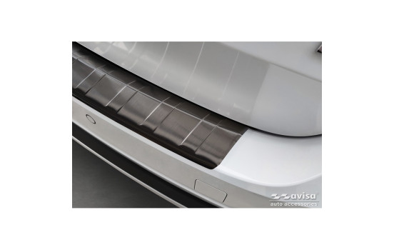 Black stainless steel rear bumper protector suitable for Skoda Octavia Scout (NX5) 2020 - 'Ribs', Image 3