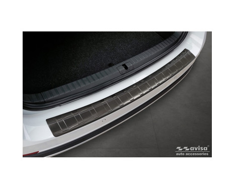 Black stainless steel rear bumper protector suitable for Skoda Octavia Scout (NX5) 2020 - 'Ribs', Image 4
