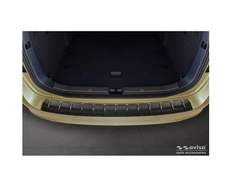Black stainless steel rear bumper protector suitable for Skoda Superb IV Combi 2023- 'Ribs', Image 4