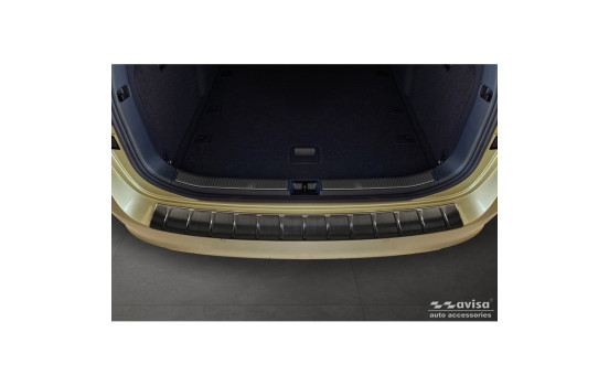Black stainless steel rear bumper protector suitable for Skoda Superb IV Combi 2023- 'Ribs', Image 4