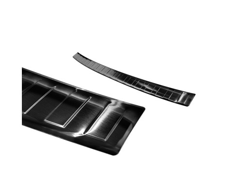 Black stainless steel rear bumper protector suitable for Volkswagen Caddy 2004-2015 & FL 2015- 'Ribs', Image 4