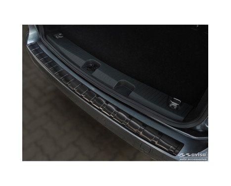Black stainless steel rear bumper protector suitable for Volkswagen Caddy V 2020- 'Ribs', Image 2