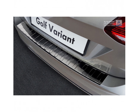 Black Stainless Steel Rear Bumper Protector suitable for Volkswagen Golf VII Variant Facelift 2017- 'Ribs'
