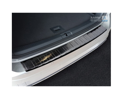 Black Stainless Steel Rear Bumper Protector suitable for Volkswagen Golf VII Variant Facelift 2017- 'Ribs', Image 2