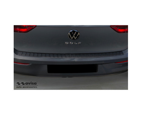 Black stainless steel Rear bumper protector suitable for Volkswagen Golf VIII HB 5-door 2020- 'Ribs', Image 2