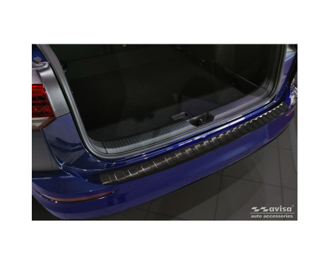 Black Stainless Steel Rear Bumper Protector suitable for Volkswagen Golf VIII Variant 2020- 'Ribs', Image 2