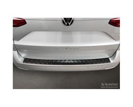 Black Stainless Steel Rear Bumper Protector suitable for Volkswagen Multivan T7 2021- 'Ribs', Image 2