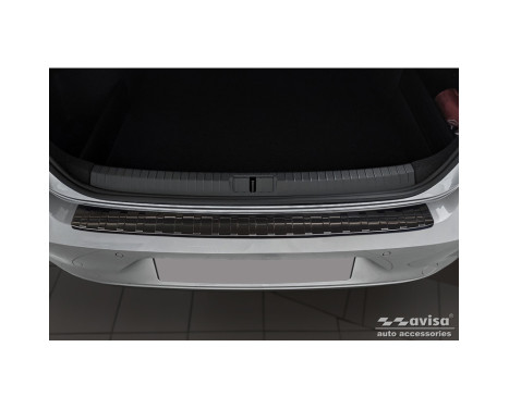 Black Stainless Steel Rear Bumper Protector suitable for Volkswagen Passat Sedan 2014-2019 & FL 2019- 'Ribs', Image 2
