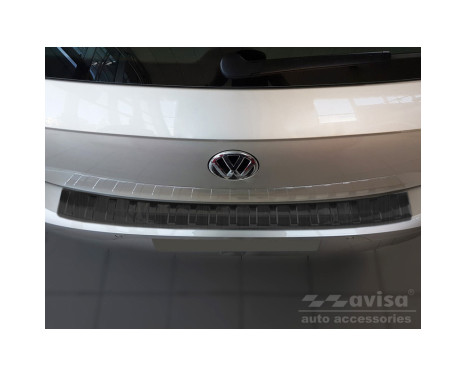 Black stainless steel rear bumper protector suitable for Volkswagen Polo VI 5-door 2017- 'Ribs', Image 3