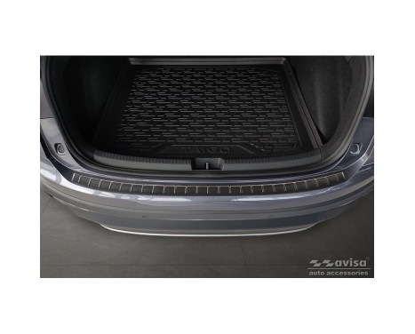 Black Stainless Steel Rear Bumper Protector suitable for Volkswagen Taigo 2021- 'Ribs', Image 2