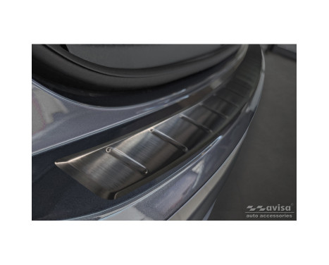 Black Stainless Steel Rear Bumper Protector suitable for Volkswagen Taigo 2021- 'Ribs', Image 3