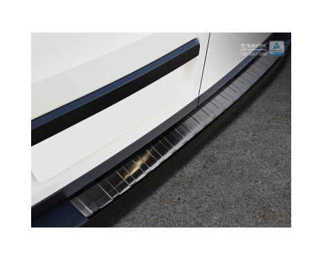 Black stainless steel rear bumper protector Volkswagen Crafter TGE 2017- 'Ribs', Image 4