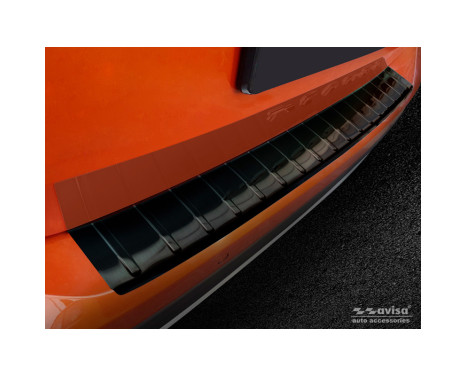 Black stainless steel rear bumper protector Volkswagen T-Cross 2019- 'Ribs', Image 2