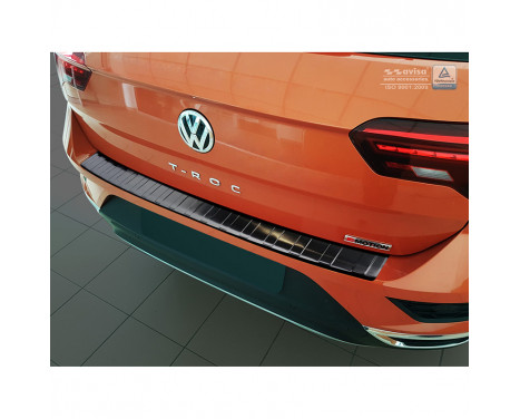 Black stainless steel rear bumper protector Volkswagen T-Roc 11 / 2017- 'Ribs', Image 2