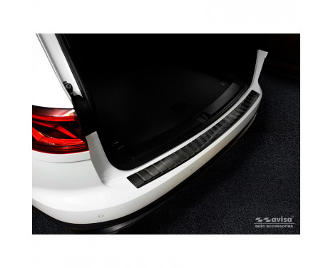 Black stainless steel rear bumper protector Volkswagen Touareg III (CR7) 2018- 'Ribs'