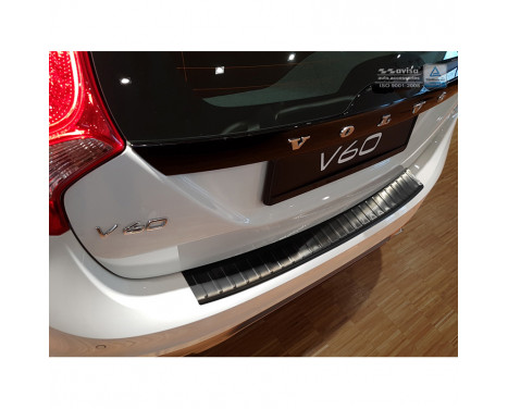 Black stainless steel rear bumper protector Volvo V60 2010- 'Ribs', Image 2