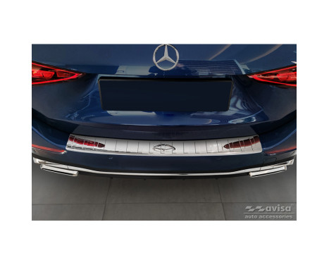 Chrome stainless steel bumper protector suitable for Mercedes C-Class AMG Estate (S206) 2021- 'Ribs', Image 2
