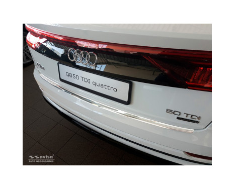 Chrome stainless steel rear bumper protector Audi Q8 2018 - 'Ribs', Image 3