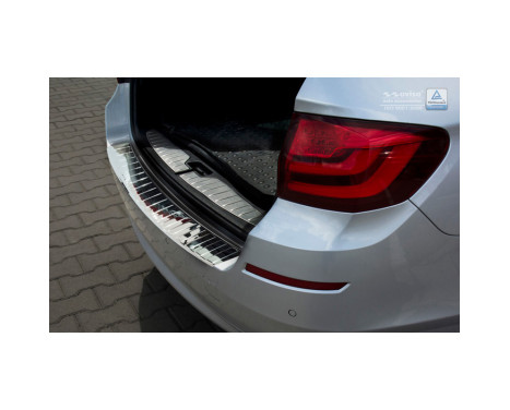 Chrome stainless steel rear bumper protector BMW 5-Series F11 Touring 2010- 'Ribs', Image 2