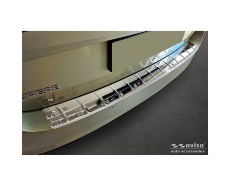Chrome Stainless Steel Rear Bumper Protector Fits Skoda Superb IV Combi 2023- 'Ribs'