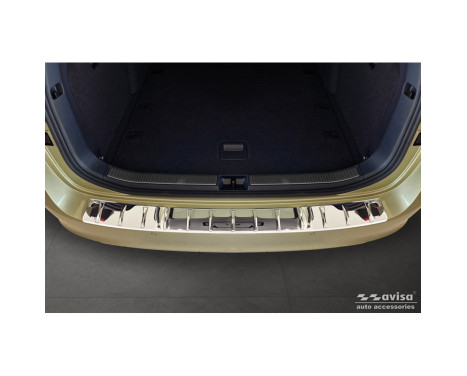 Chrome Stainless Steel Rear Bumper Protector Fits Skoda Superb IV Combi 2023- 'Ribs', Image 4