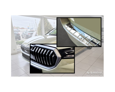 Chrome Stainless Steel Rear Bumper Protector Fits Skoda Superb IV Combi 2023- 'Ribs', Image 5