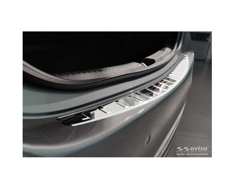 Chrome Stainless Steel Rear Bumper Protector suitable for Mercedes C-Class Sedan (W206) 2021- 'Ribs', Image 4