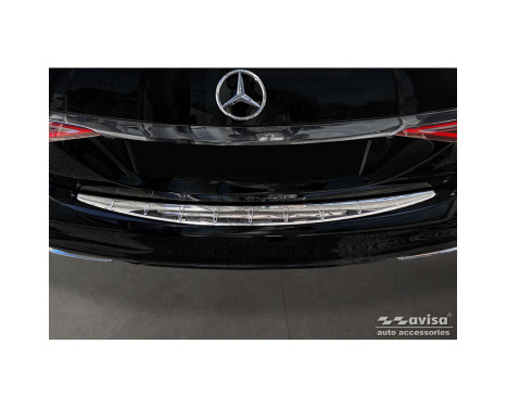 Chrome Stainless Steel Rear Bumper Protector suitable for Mercedes S-Class (W223) 2020- 'Ribs', Image 2