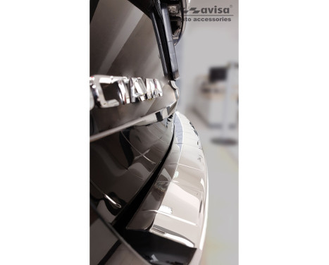 Chrome Stainless Steel Rear Bumper Protector suitable for Skoda Octavia IV Kombi 2020- 'Ribs', Image 4