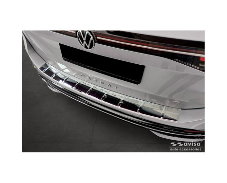 Chrome Stainless Steel Rear Bumper Protector suitable for Volkswagen Passat Variant (CJ5) 2023- 'Ribs'