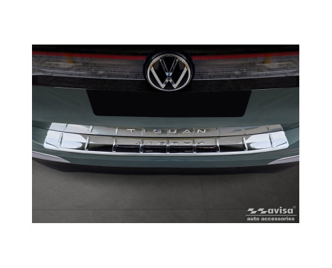 Chrome stainless steel rear bumper protector suitable for Volkswagen Tiguan (CT1) 2024- 'Ribs', Image 2