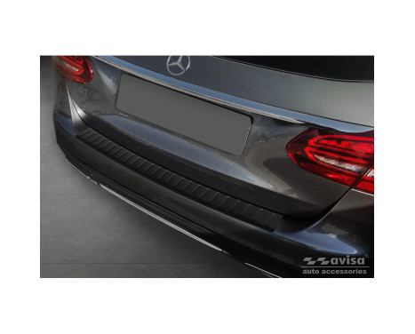Matt black stainless steel rear bumper protector suitable for Mercedes C-Class W205 Kombi 2014-2021 'Ribs'