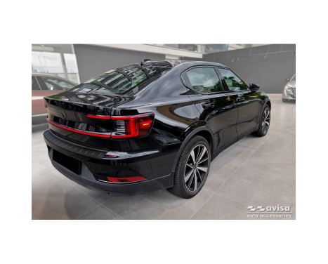 Matt black stainless steel rear bumper protector suitable for Polestar 2 2019-2023 & Facelift 2023 - 'Ribs', Image 4
