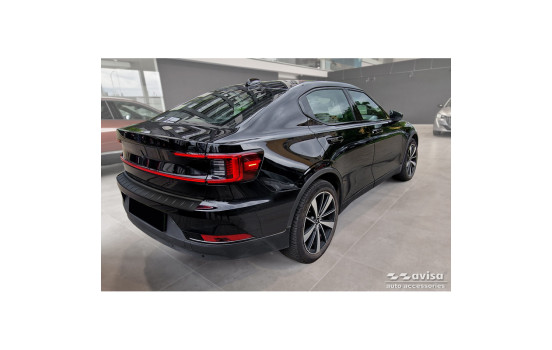 Matt black stainless steel rear bumper protector suitable for Polestar 2 2019-2023 & Facelift 2023 - 'Ribs', Image 4