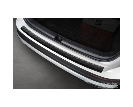 Matt black stainless steel rear bumper protector suitable for Seat Ateca 2016-2020 & FL 2020- 'Ribs', Image 2