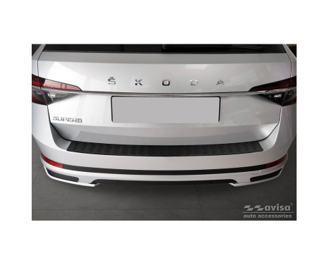 Matt black stainless steel rear bumper protector suitable for Skoda Superb III Combi 2015-2019 & Facelift 2019- in, Image 2