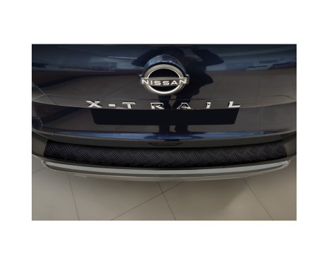 Matte Black Aluminum Bumper Protector fits Nissan X-Trail IV (T33) 2021- 'Riffled Plate', Image 2