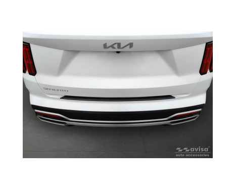 Matte Black Aluminum Bumper Protector suitable for Kia Sorento IV 2020- 'Riffled Plate', Image 2