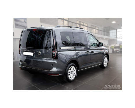 Matte black aluminum bumper protector suitable for Volkswagen Caddy V 2020- 'Riffled Plate', Image 4