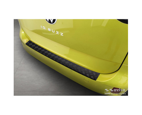 Matte black aluminum bumper protector suitable for Volkswagen ID. Buzz + Cargo Riffled Plate