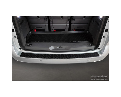 Matte Black Aluminum Rear Bumper Protector suitable for Volkswagen Multivan T7 2021- 'Riffled plate', Image 2