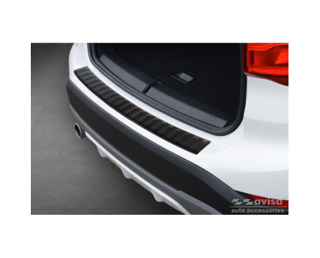 Matte black stainless steel bumper protector suitable for BMW X1 (F48) 2015-2022 'Ribs'