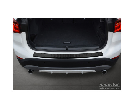 Matte black stainless steel bumper protector suitable for BMW X1 (F48) 2015-2022 'Ribs', Image 3