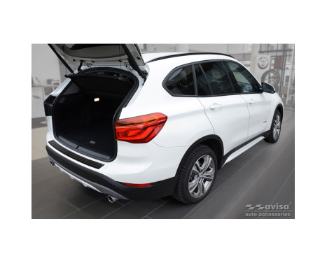 Matte black stainless steel bumper protector suitable for BMW X1 (F48) 2015-2022 'Ribs', Image 4