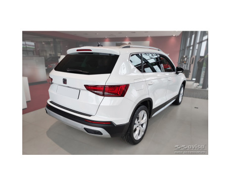 Matte black stainless steel bumper protector suitable for Seat Ateca 2016-2020 & FL 2020- 'Ribs', Image 4