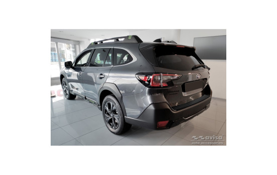 Matte black stainless steel bumper protector suitable for Subaru Outback (BT) 2020- 'Ribs', Image 4