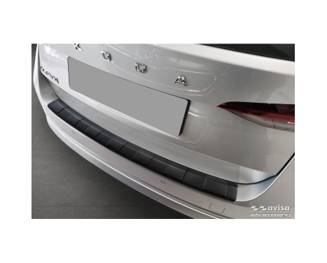 Matte black stainless steel Rear bumper protector for Skoda Octavia Combi (NX5) incl. RS 2020- 'Ribs'