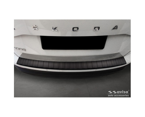 Matte black stainless steel rear bumper protector suitable for Skoda Karoq Facelift 2022- + Sportline Facelift 2022, Image 2